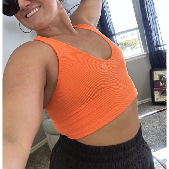 FREE PEOPLE Movement Free Throw Crop Top in Orange Size Small - Picture 1 of 7